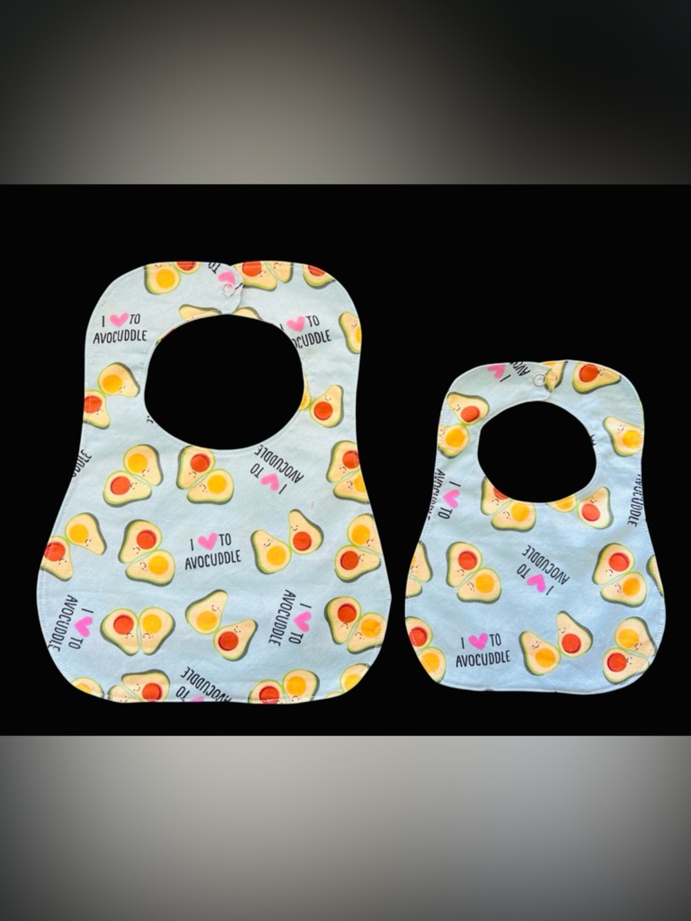 Avocado Print Baby Bibs - Light Blue "I ♥ to Avocuddle"